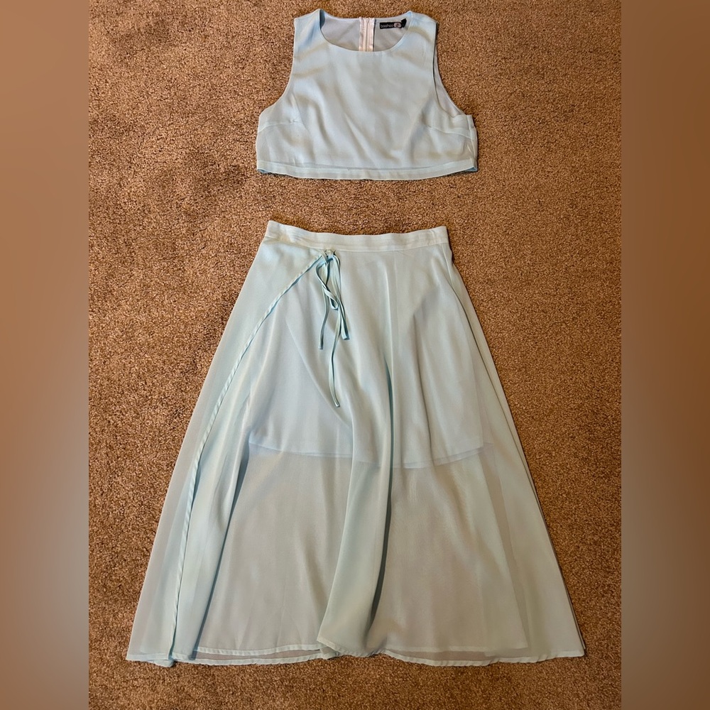 Boohoo Light Blue Women's Skirt Set
